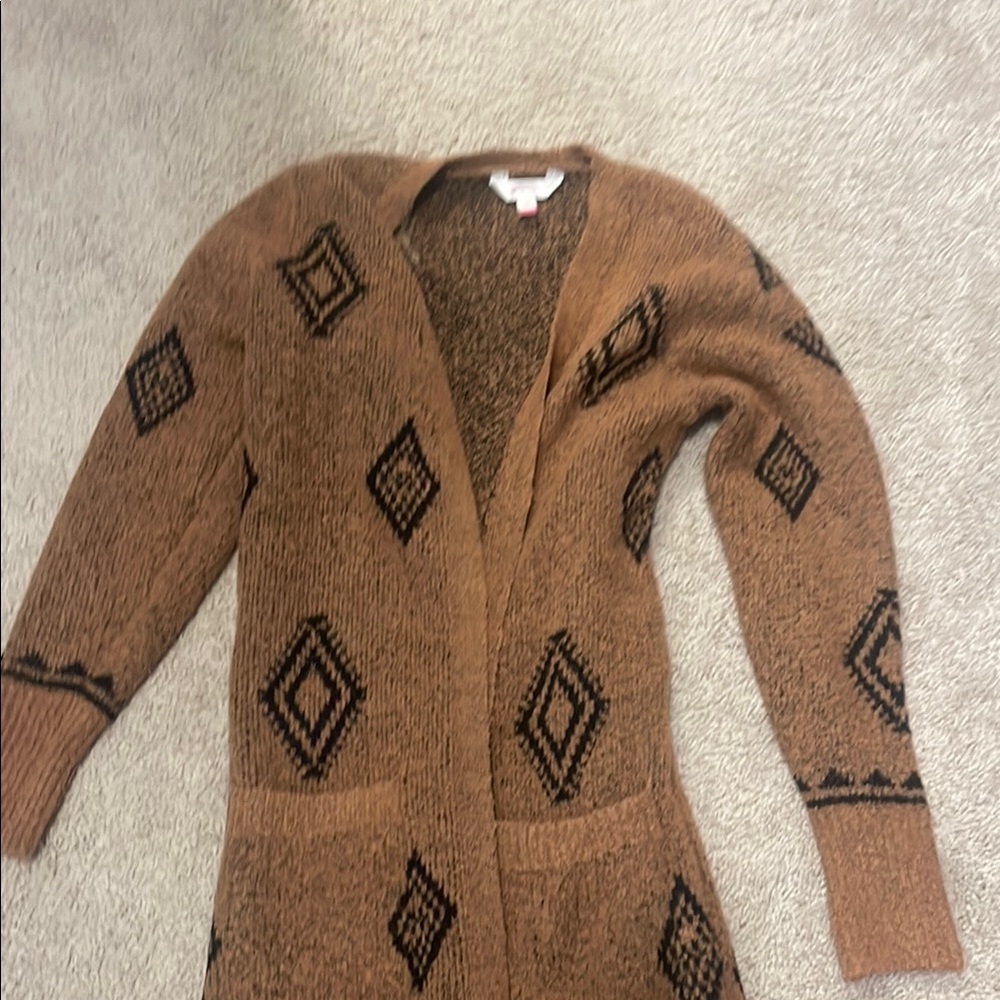 Brown Geometric Pattern Sweater
